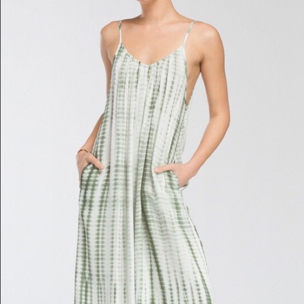 Tie Dye 3/4 Length Jumpsuit- OLIVE ONLY - Picture 4 of 5